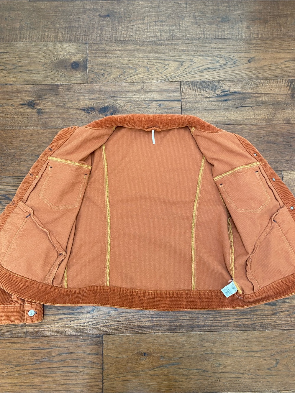 Free People Nelson Corduroy Trucker Jacket, rust orange/terracotta, size M - Picture 13 of 13